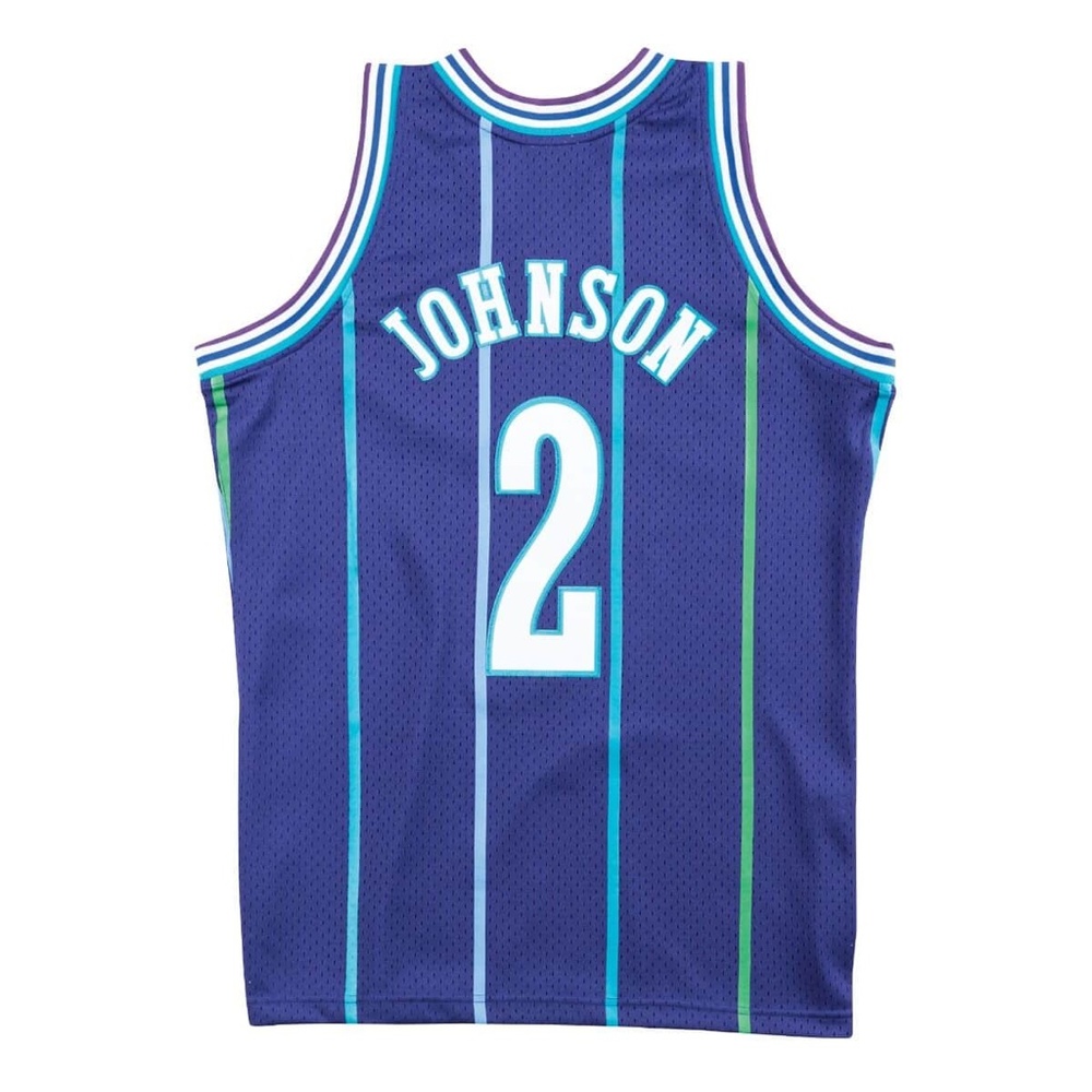 *SMALL* Charlotte Hornets Alternate 1994-95 Swingman Jersey Larry Johnson  NWT - Picture 5 of 6